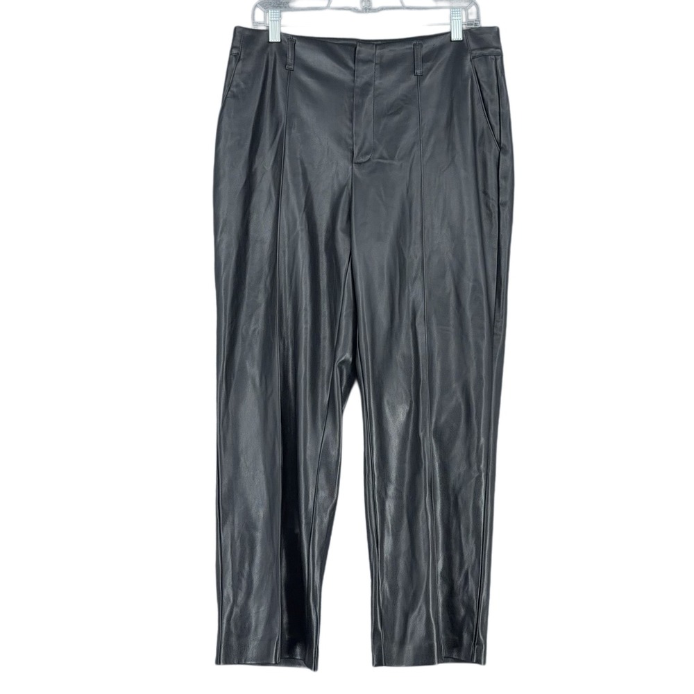 Marc New York Faux Leather Pants Black High Rise Tailored Trousers Women Size 10